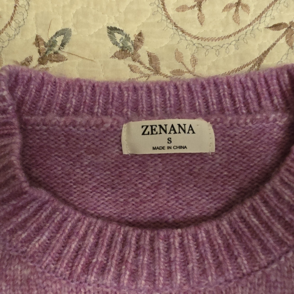 Zenana Outfitters Women's Lavender Crew Neck Sweater